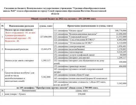Сведения по бюджету